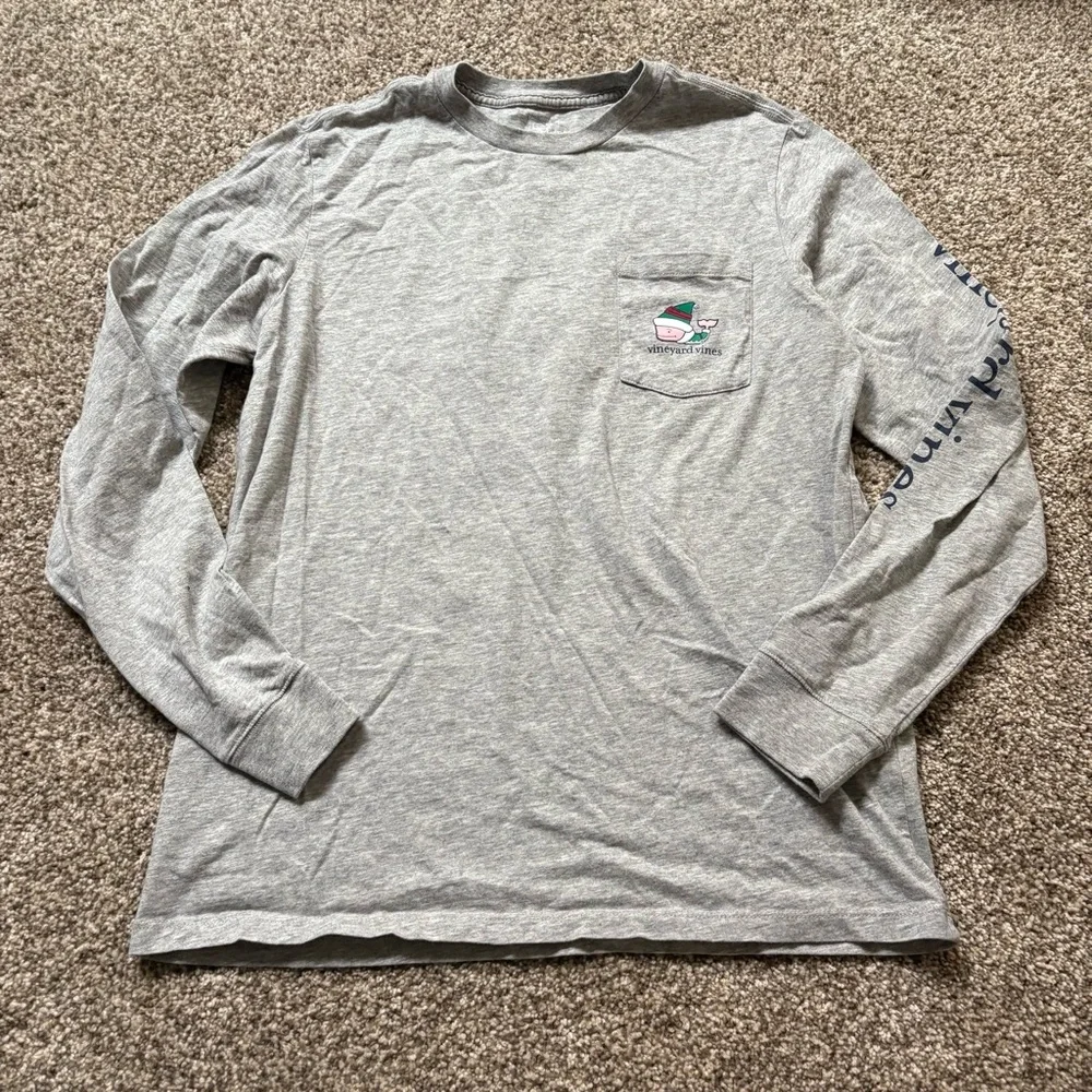 Vineyard Vines Merry Christmas Longsleeve Crewneck Shirt Santa Elf‎ Whale Large